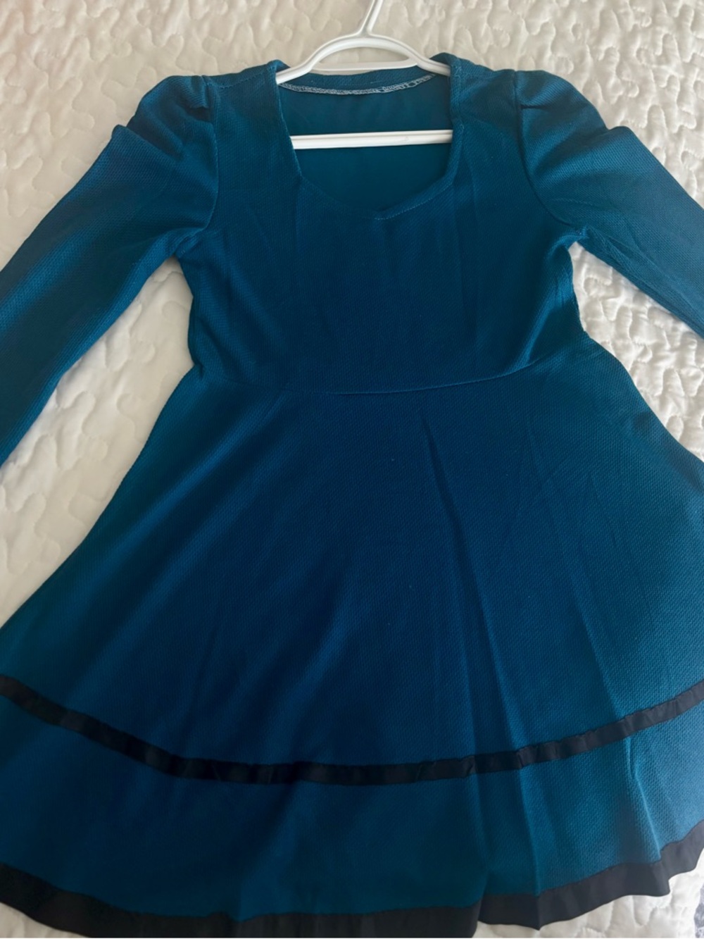 Zara Teal Long-Sleeve Mini Dress